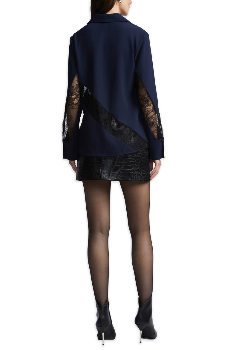 Lex Lace Inset Shirt, Alternate, color, DARK SAPPHIRE