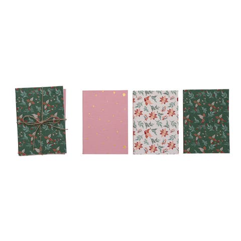 Handmade Recycled Paper Soft Cover Notebooks with Patterns, Multicolor, Set of 3 Styles