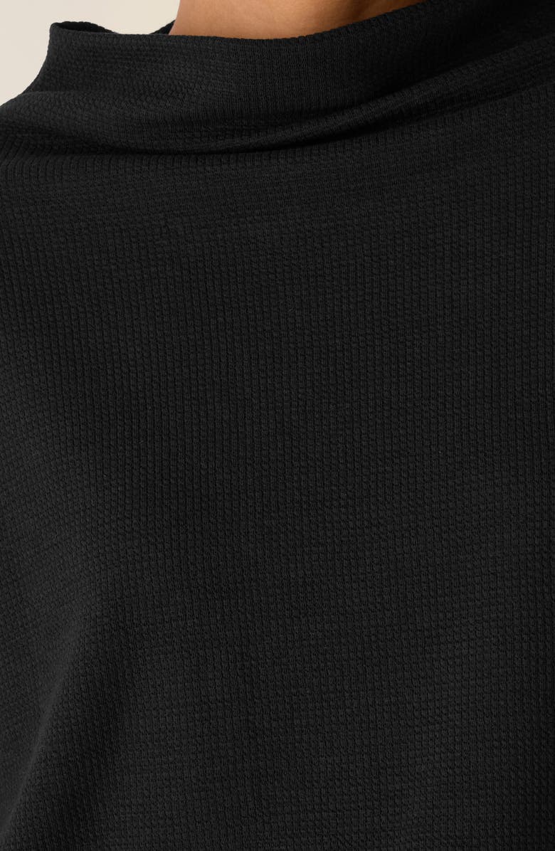 Eileen Fisher Funnel Neck Boxy Organic Cotton Blend Top, Alternate, color, Black