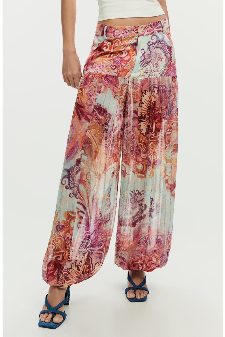 Print Balloon Pants, Main, color, BURGUNDY