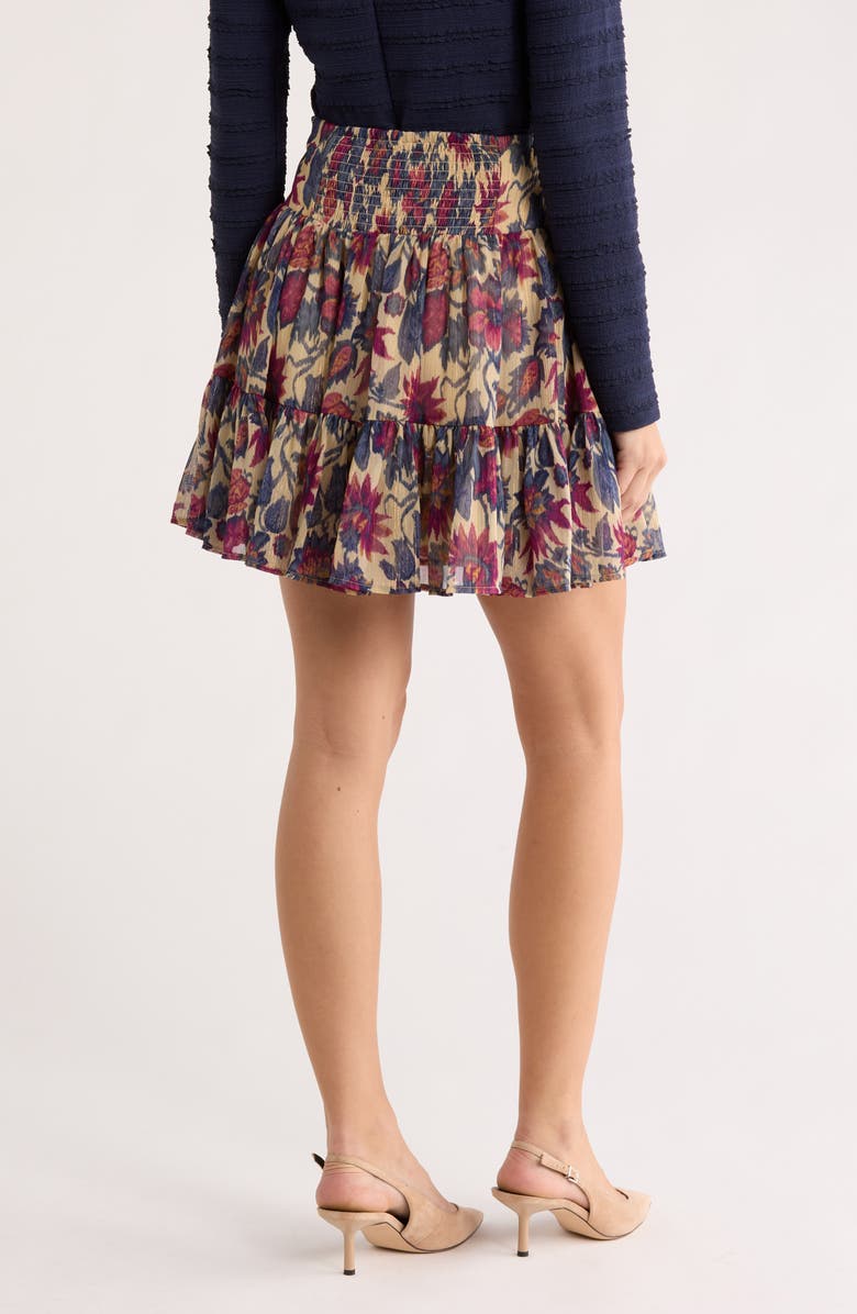 Melrose and Market Tiered Chiffon Skirt, Alternate, color, Tan- Green Floral Streak