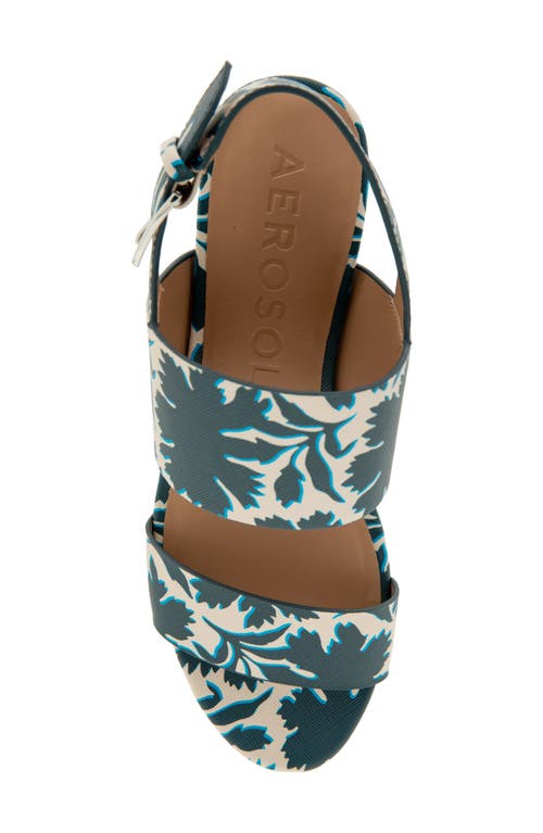 Shop Aerosoles Camilia Platform Sandal In Navy/eggnog Floral Leather