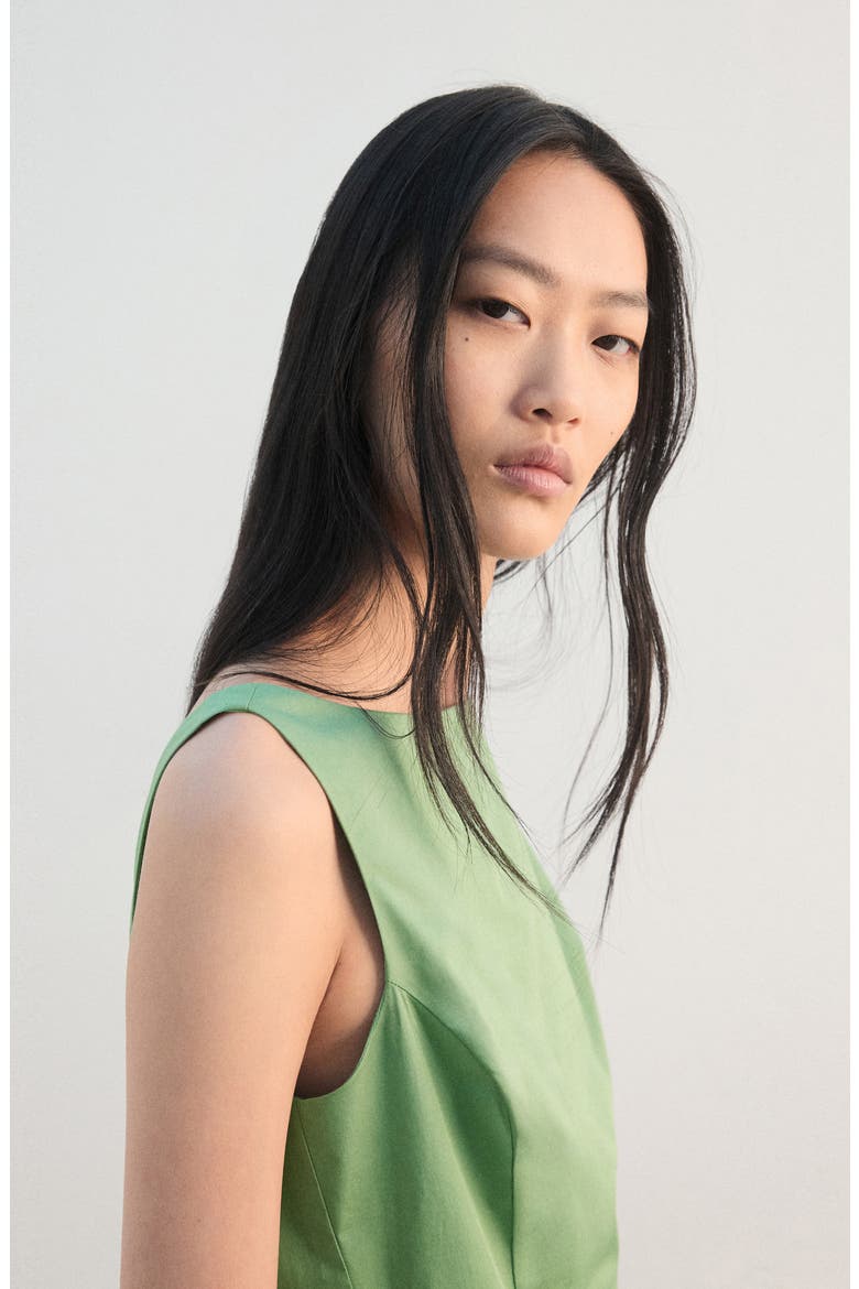 Sleeveless Scoop Back Fit & Flare Cotton Minidress, Alternate, color, GREEN