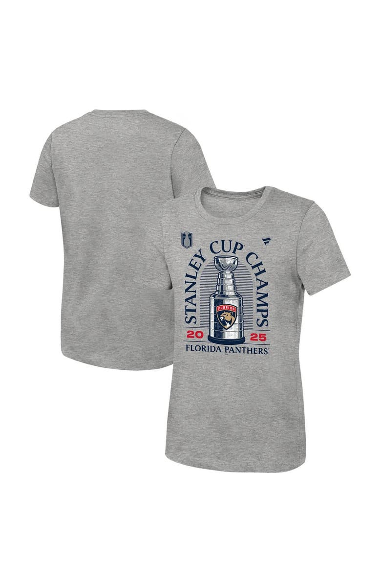 FANATICS Youth Fanatics Heather Gray Florida Panthers 2025 Stanley Cup Champions Locker Room T-Shirt, Main, color, 