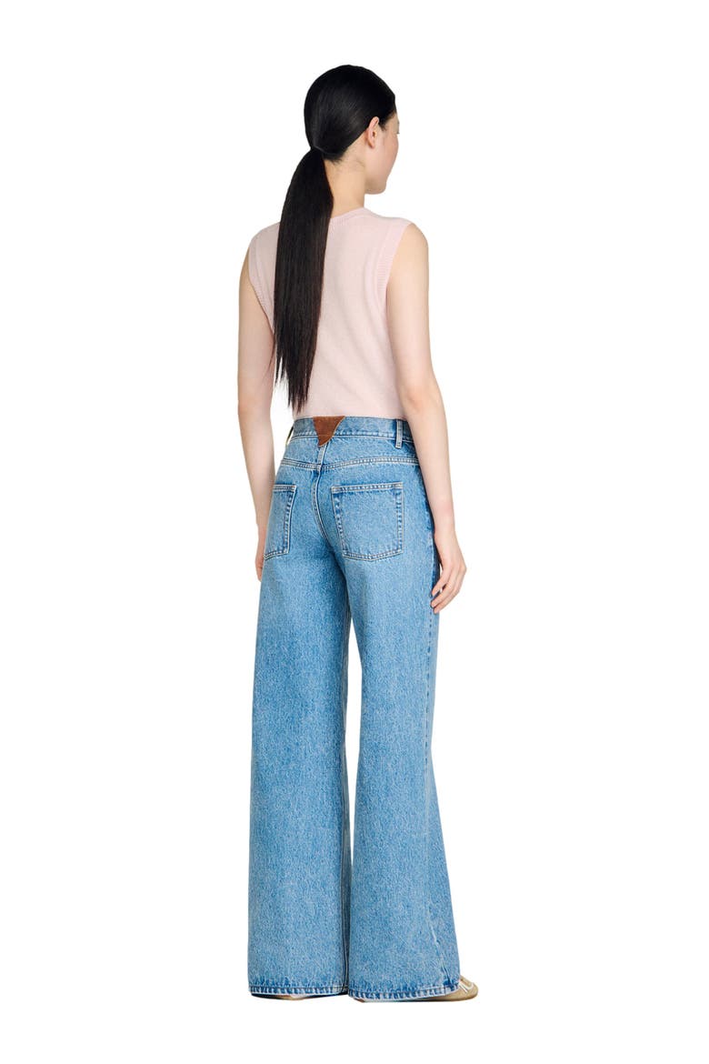 Faded wide straight-leg jeans, Alternate, color, Blue jean