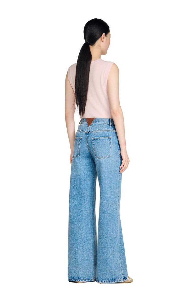 SANDRO Faded wide straight-leg jeans, Alternate, color, Blue Jean