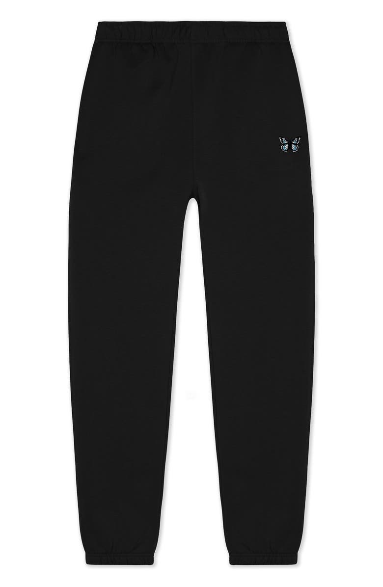 Dalix Butterfly Midweight Relaxed Fleece Track Pants, Main, color, Black