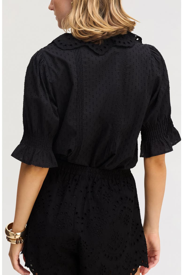 Flounce Ruffle Cotton Top, Alternate, color, TRUE BLACK