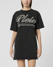 PHILIPP PLEIN Open Back T-Shirt Dress Strass Signature Women