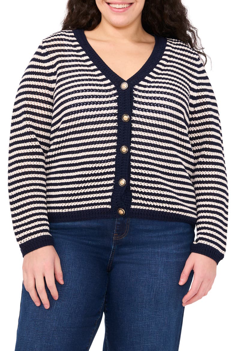 Stripe Open Stitch Cardigan, Main, color, CLASSIC NAVY
