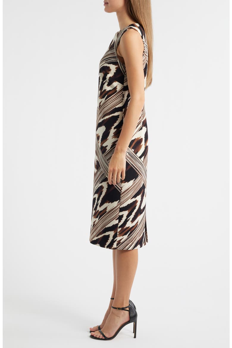 Print Sleeveless Midi Dress, Alternate, color, IVORY SHELL MULTI