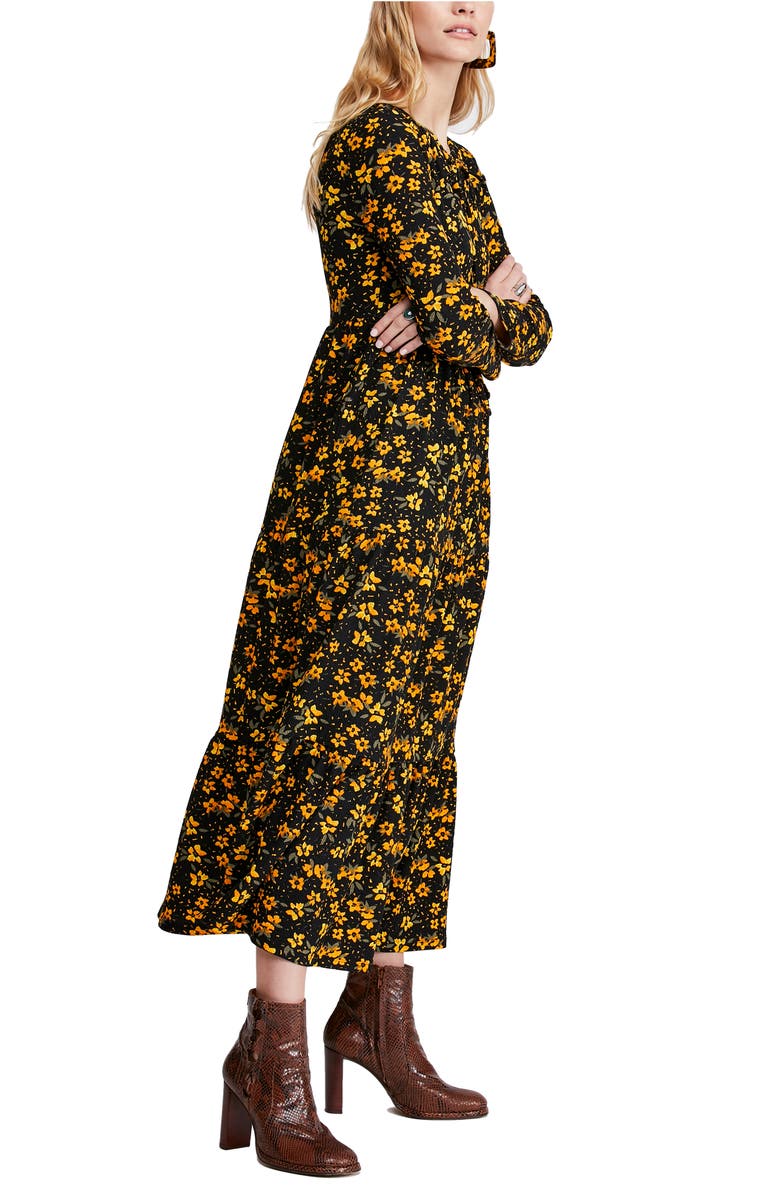 Free People Tiers of Joy Long Sleeve Prairie Dress, Alternate, color, Black Combo