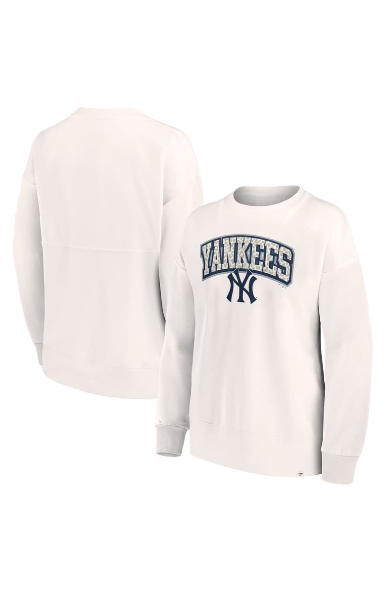 FANATICS Women's Fanatics Cream New York Yankees Leopard Pullover Sweatshirt, Main, color, 