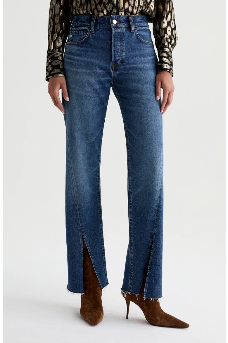 Sydney High Waist Raw Hem Straight Leg Jeans, Main, color, 13 YEARS CYMBALS