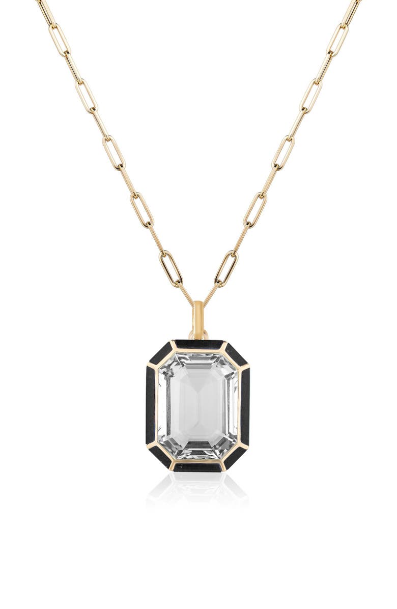 GOSHWARA Melange Emerald Cut Pendant Necklace, Main, color, Clear