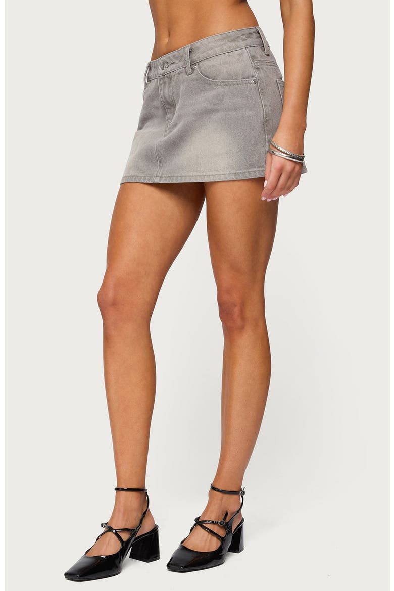 Chiara Low Rise Denim Miniskirt, Alternate, color, GRAY-WASHED