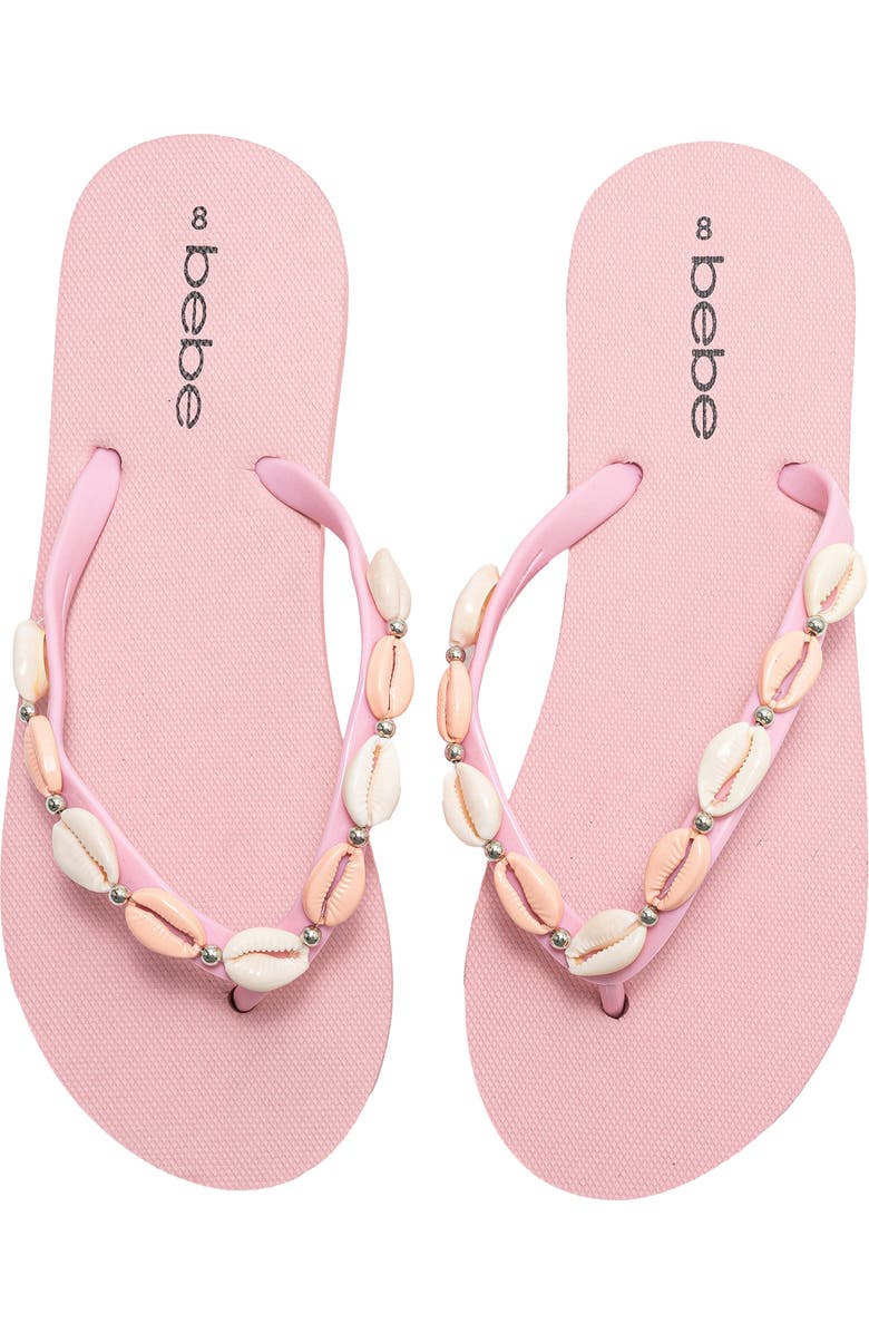 bebe Seashell Flip Flop, Alternate, color, Light Pink