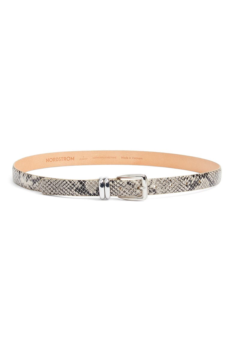 Katie Snakeskin Embossed Belt, Main, color, NATURAL SNAKE