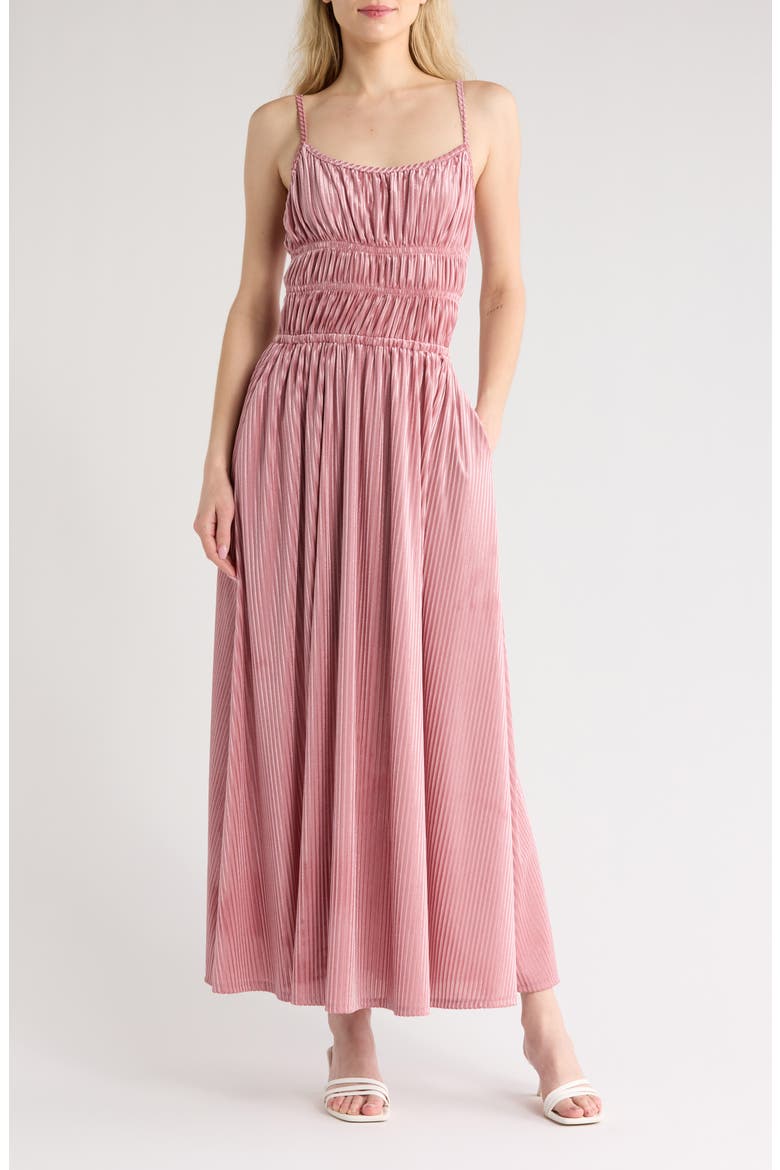 Floral Tiered Velour Dress, Main, color, MAUVE
