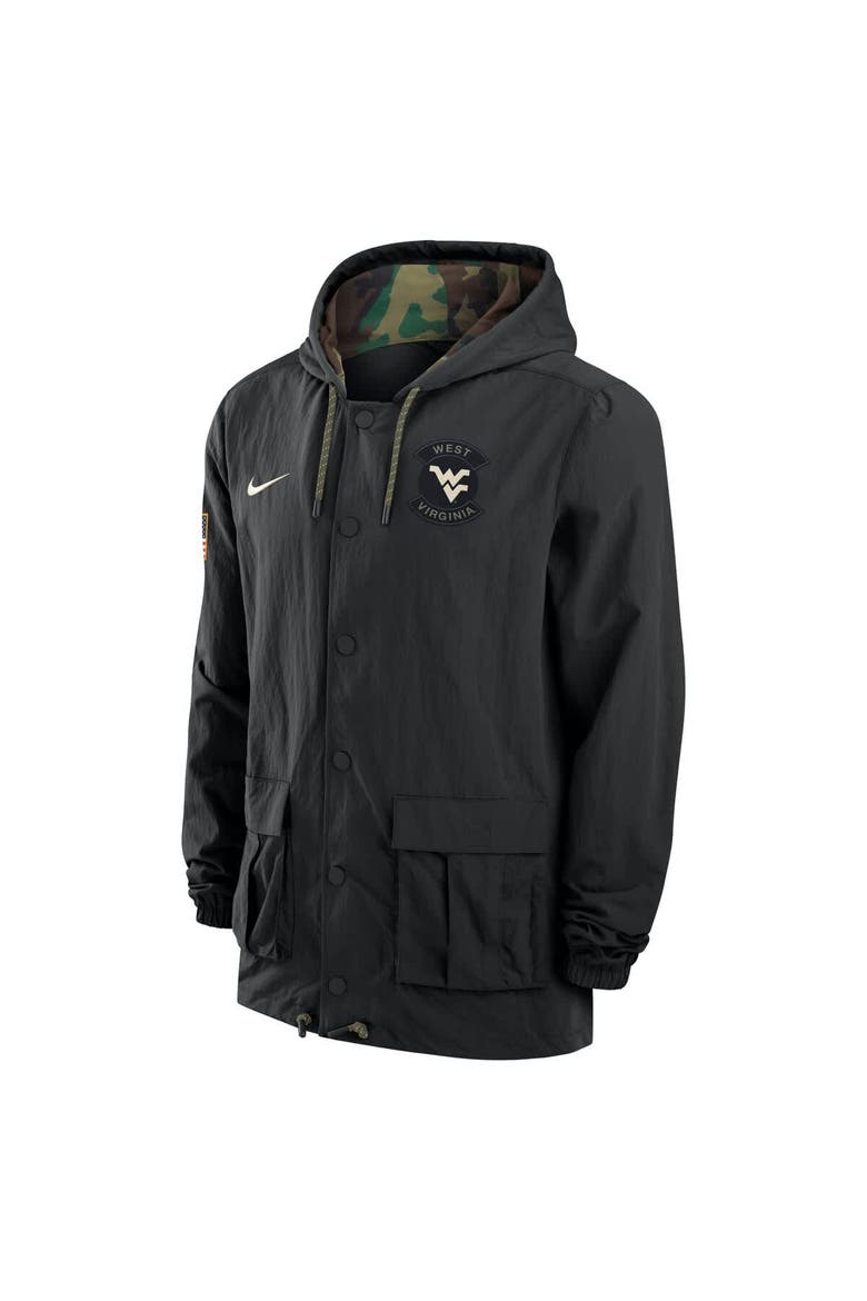 Men's Nike Black West Virginia Mountaineers 2025 NCAA Military Appreciation Full-Snap Jacket, Alternate, color, Black