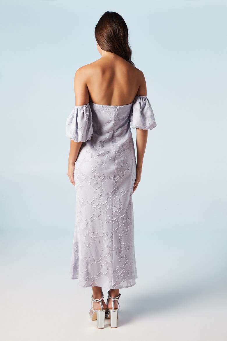 Puff Sleeve Bridesmaids Midi Dress, Alternate, color, Lilac