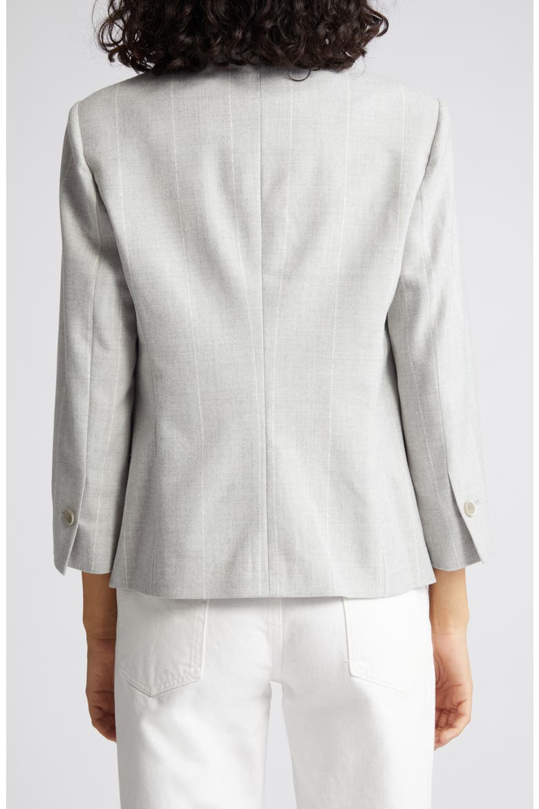 Pinstripe Double Breasted Wool Blazer, Alternate, color, GRIGIO CHIARO MELANGE