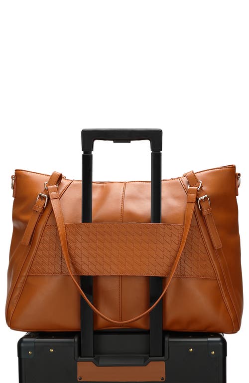 Elle Leisure Luxe 33l Vegan Leather Weekender Tote Bag | Black In Brown