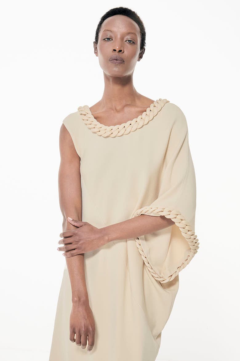 Knit Covered Chain Detail Dress, Alternate, color, Natural