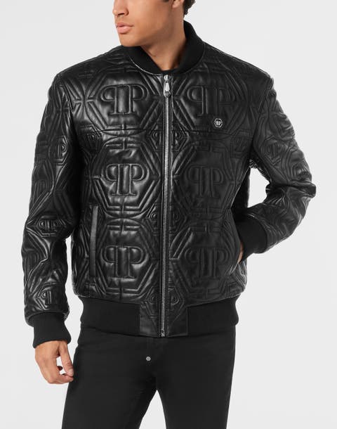 Embossed Leather Bomber Monogram Men