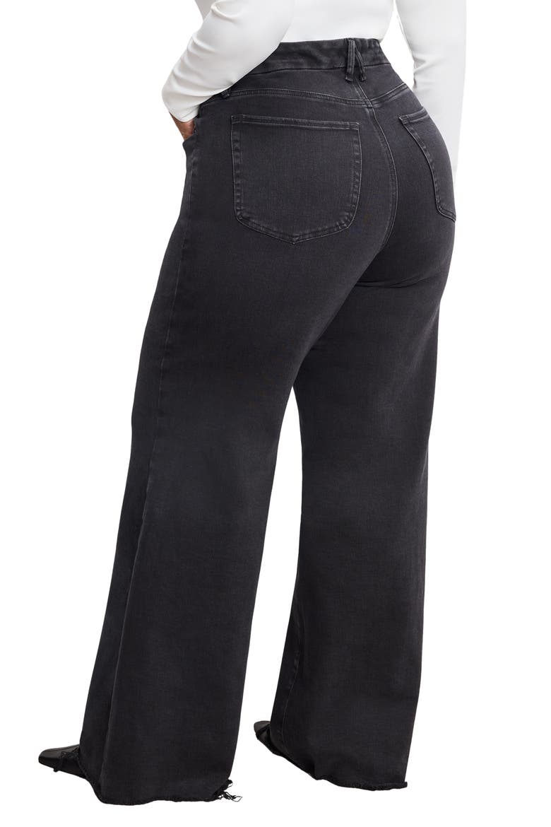Soft-Tech Good Waist Palazzo Wide Leg Jeans, Alternate, color, BLACK391