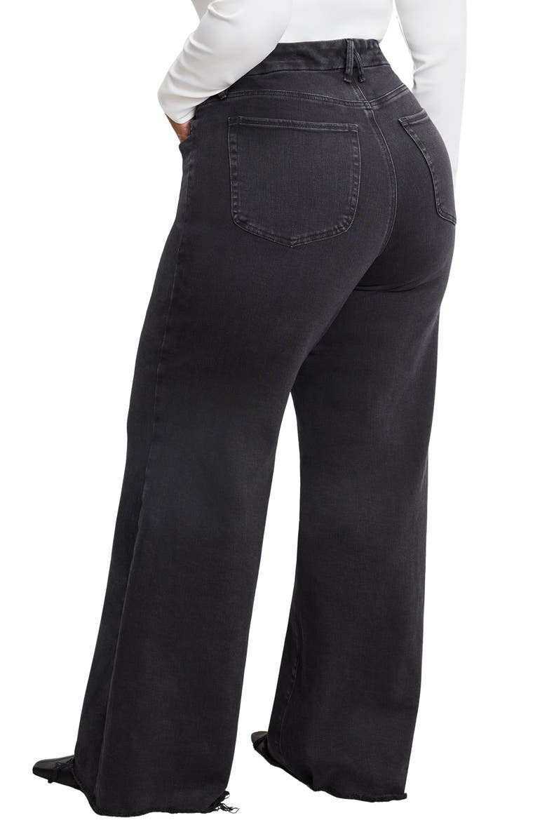 Good American Soft-Tech Good Waist Palazzo Wide Leg Jeans, Alternate, color, Black391