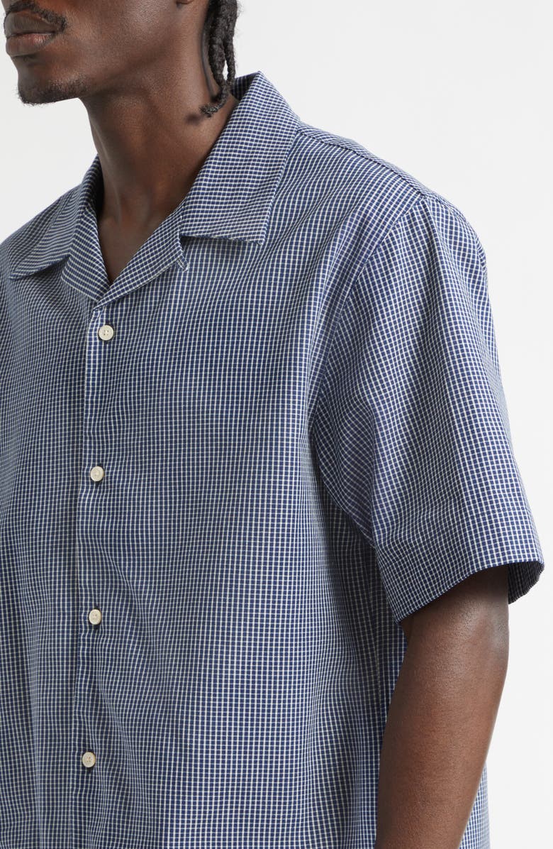 Givenchy Check Logo Appliqué Cotton Bowling Shirt, Alternate, color, White/ Blue