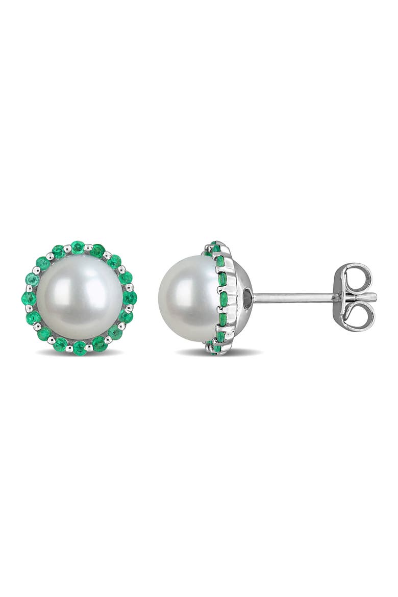 7-7.5mm Cultured Freshwater Pearl Stud Earrings, Main, color, GREEN