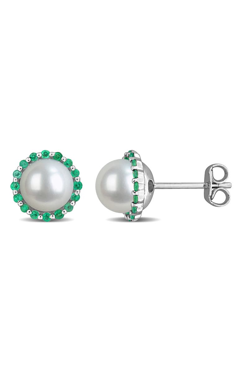 DELMAR 7-7.5mm Cultured Freshwater Pearl Stud Earrings, Main, color, Green