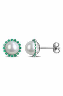 DELMAR 7-7.5mm Cultured Freshwater Pearl Stud Earrings