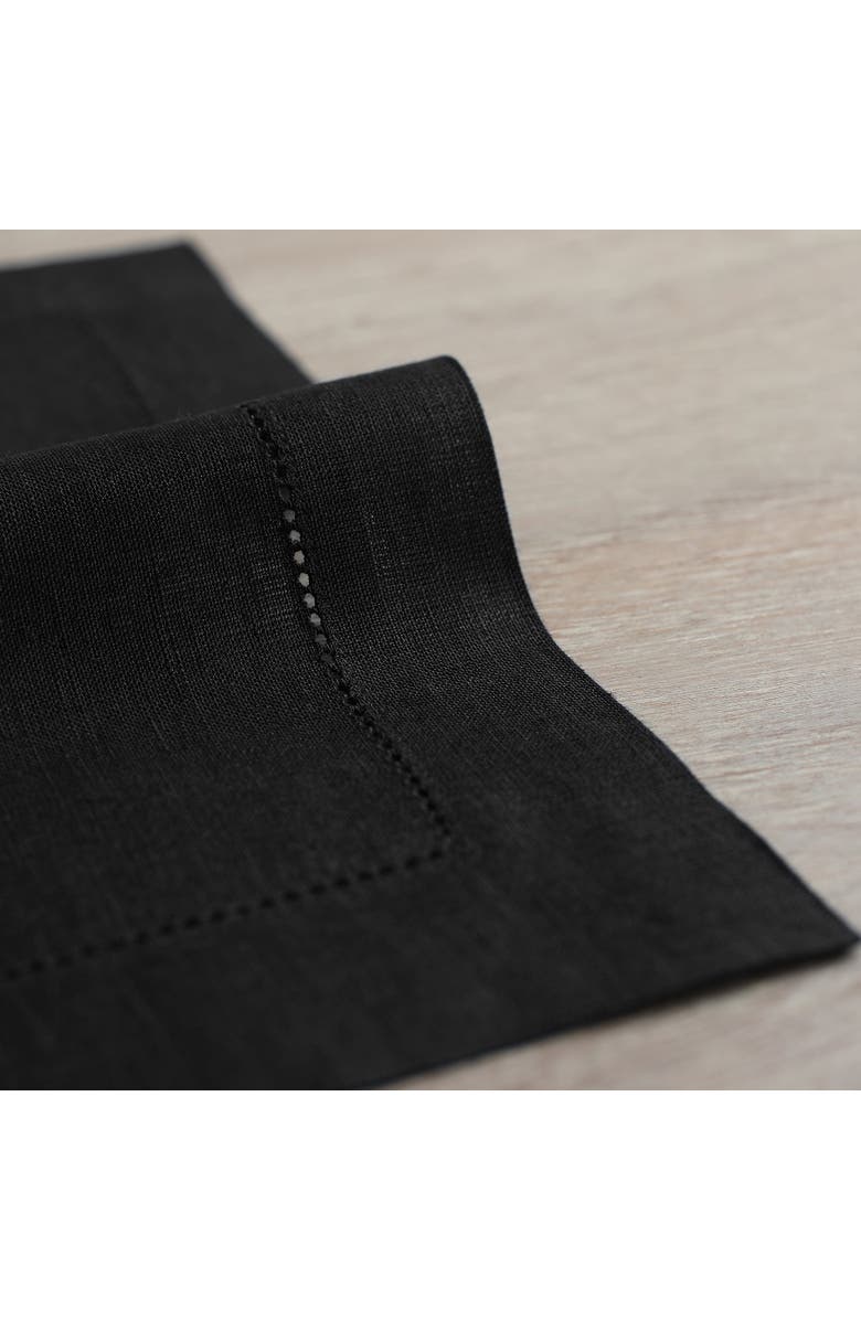 Solino Home Linen Dinner Napkins - Classic Hemstitch - Set of 6, 20" x 20", Alternate, color, Black