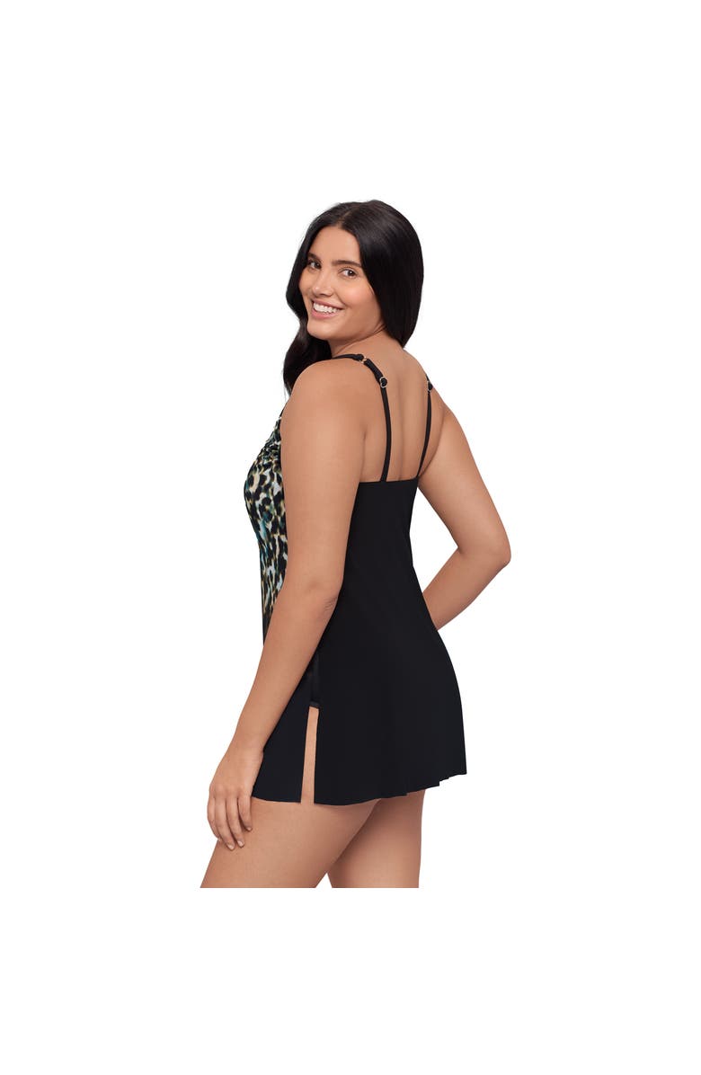 Trimshaper Brianna Adjustable Side-Tie Coverage Plus Size Swimdress, Alternate, color, Leopard In The Mist Ombre