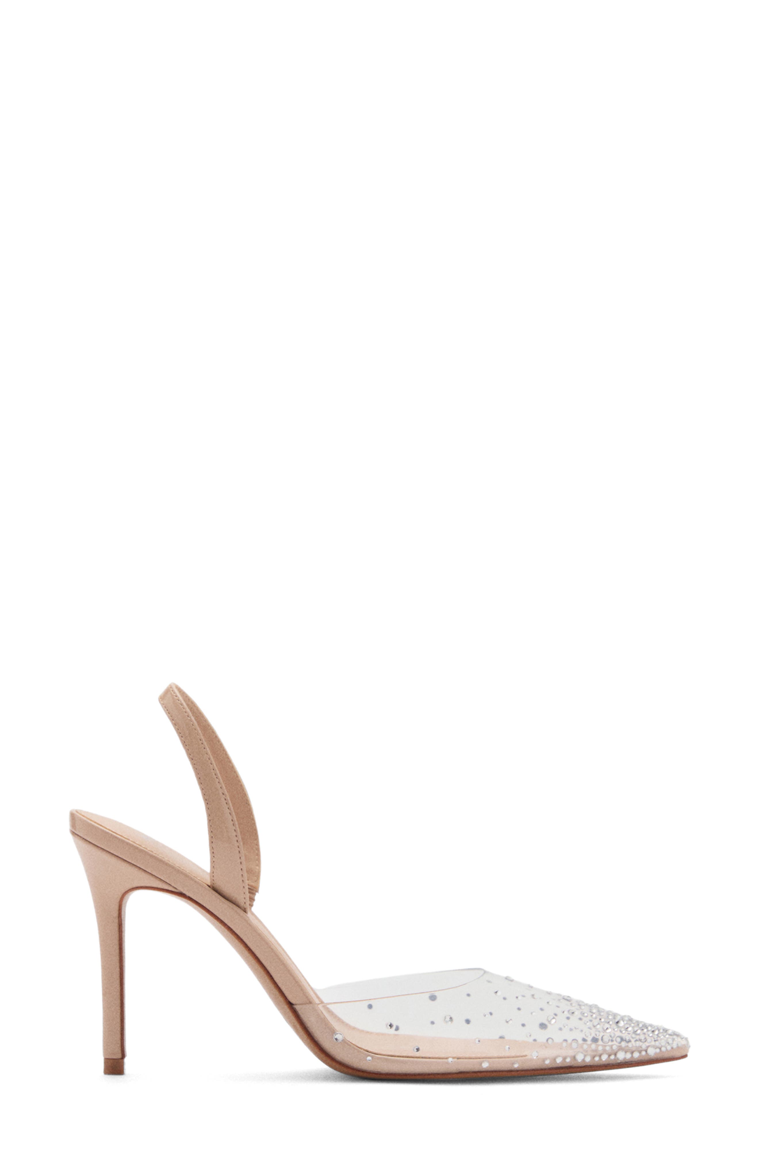 MANGO Transparent Rhinestone Pointed Toe Pump, Alternate, color, 
