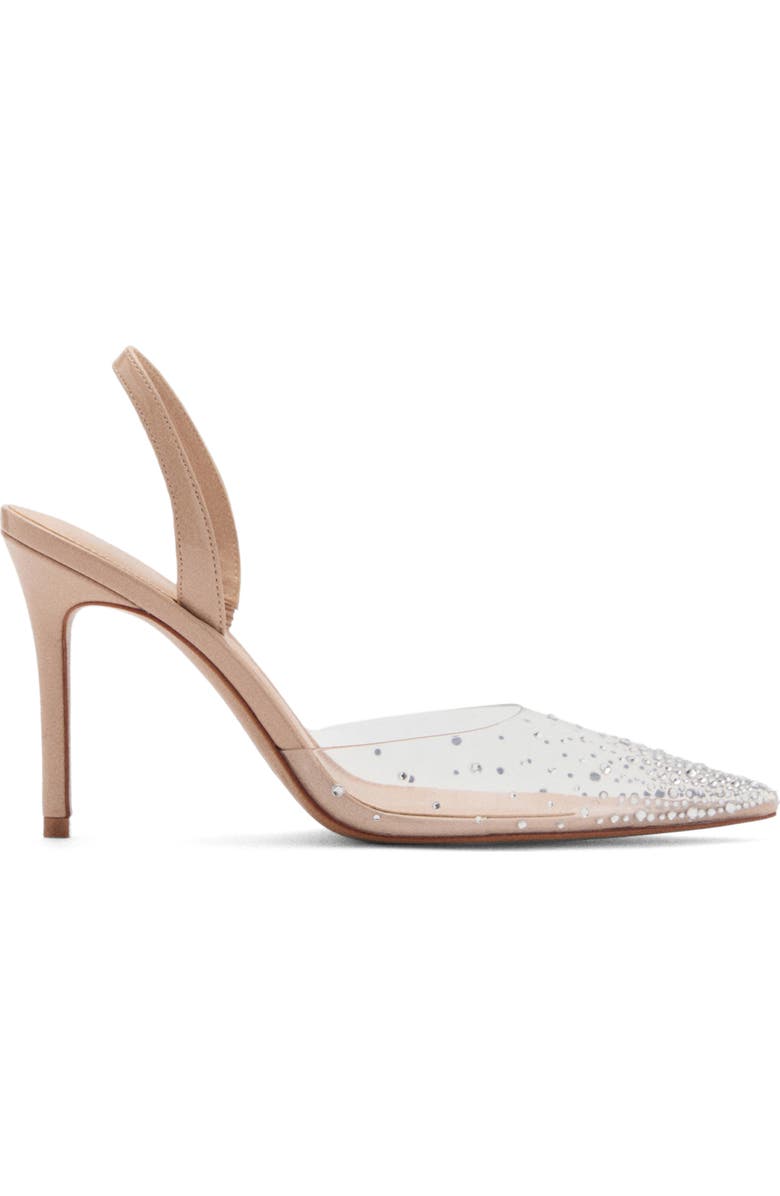 MANGO Transparent Rhinestone Pointed Toe Pump, Alternate, color,