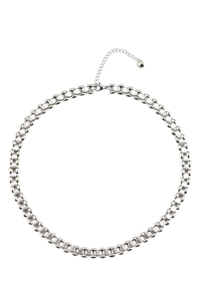 REBL Box Chain Necklace, Main, color, Silver