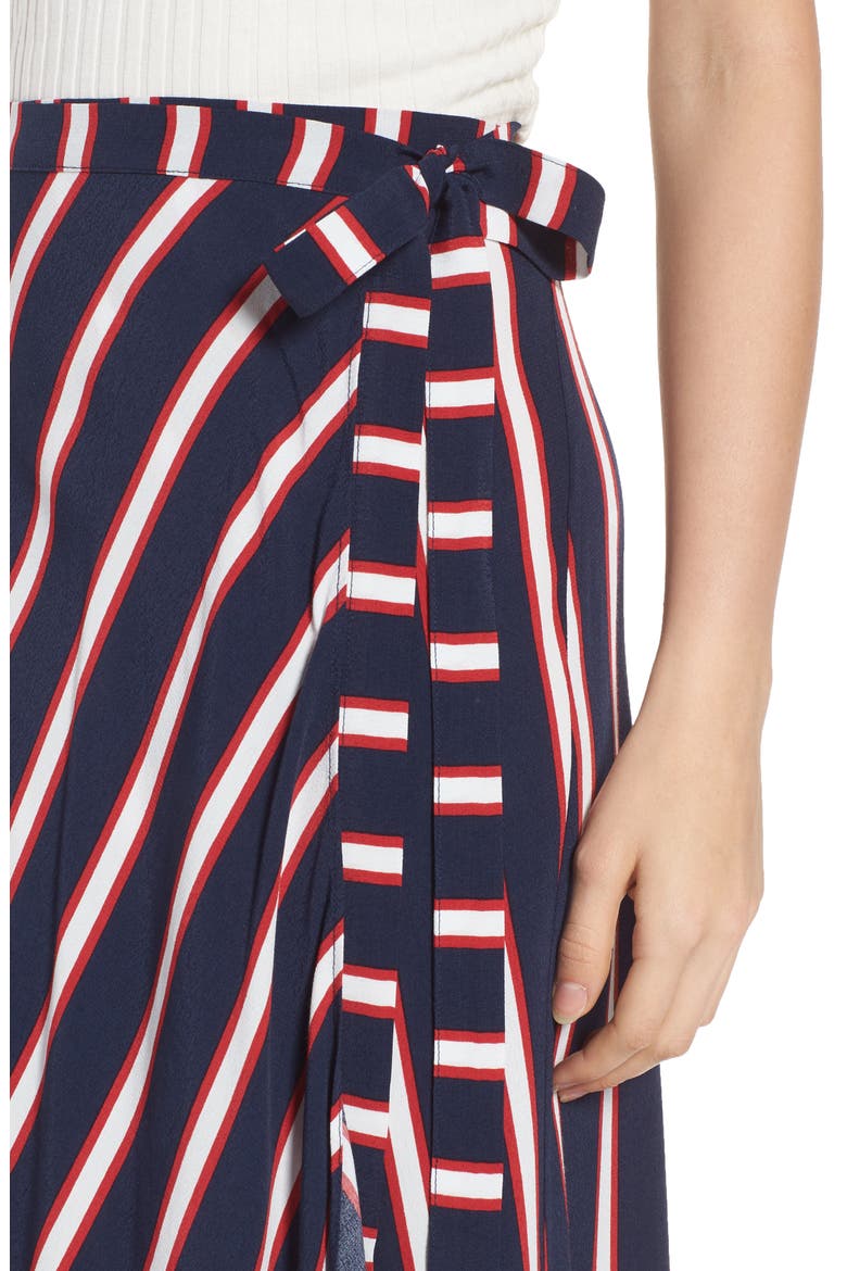 Stripe Midi Wrap Skirt, Alternate, color, NAVY PEACOAT AWNING STRIPE