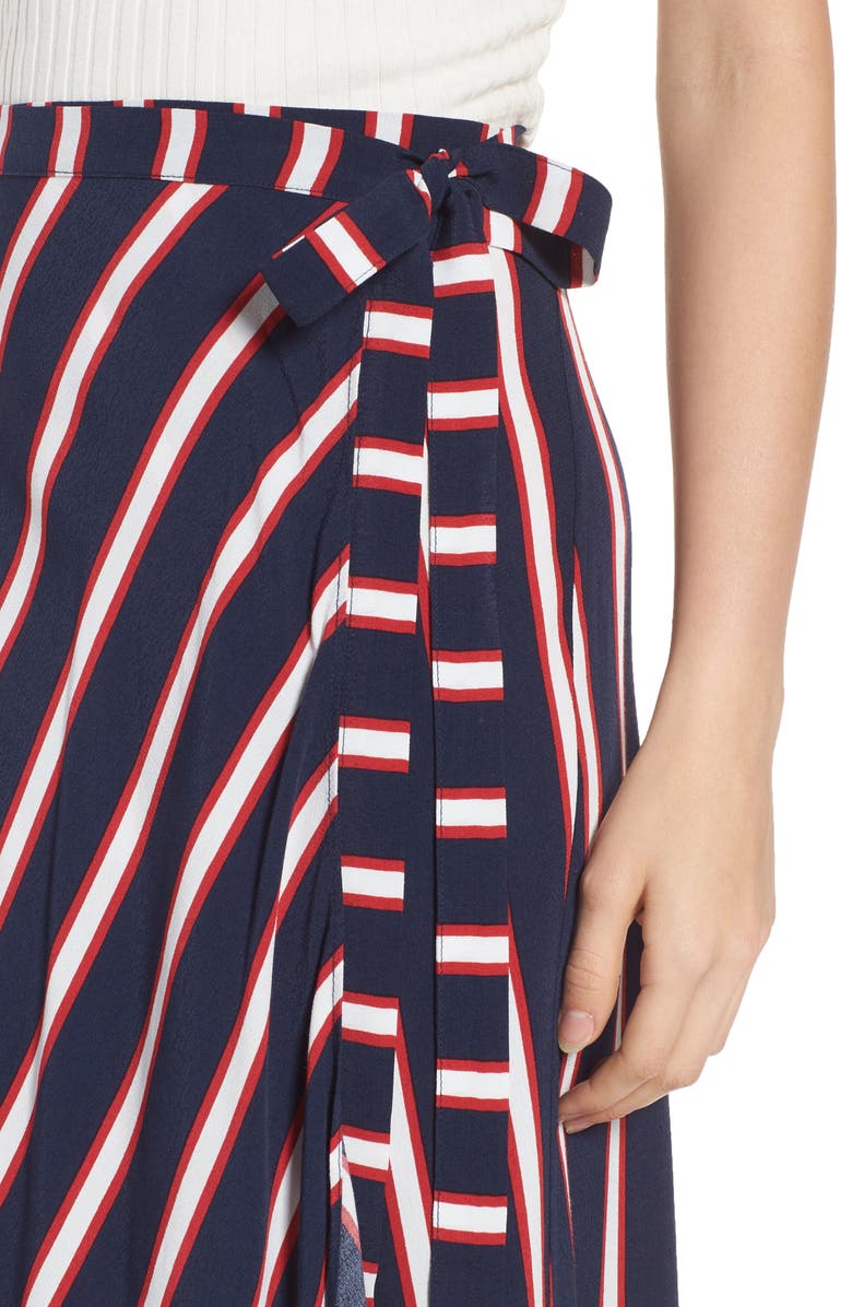 BP. Stripe Midi Wrap Skirt, Alternate, color, 