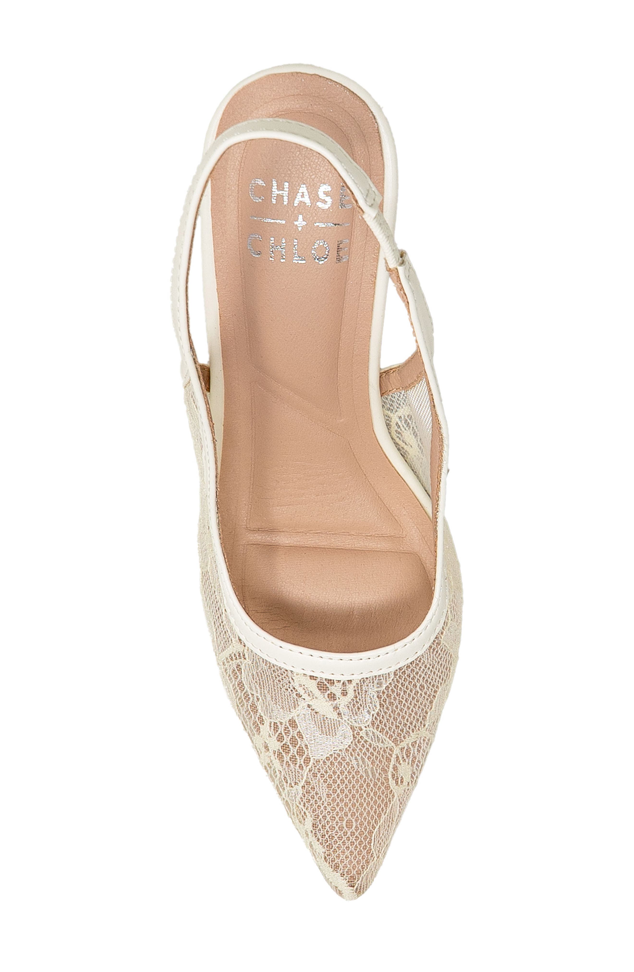 CHASE AND CHLOE Bethany Floral Lace Slingback Pump, Alternate, color, Off White