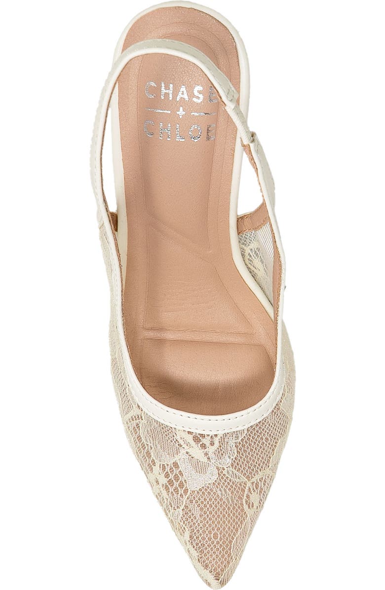 CHASE AND CHLOE Bethany Floral Lace Slingback Pump, Alternate, color, Off White