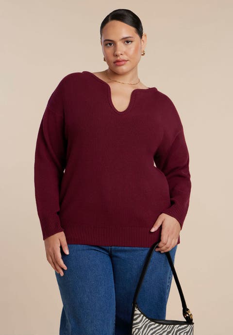 Deep V-Neck Sweater (Plus Available)