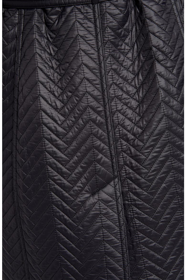 Water Resistant Double Breasted Faux Fux Collar Quilted Coat, Alternate, color, BLACK