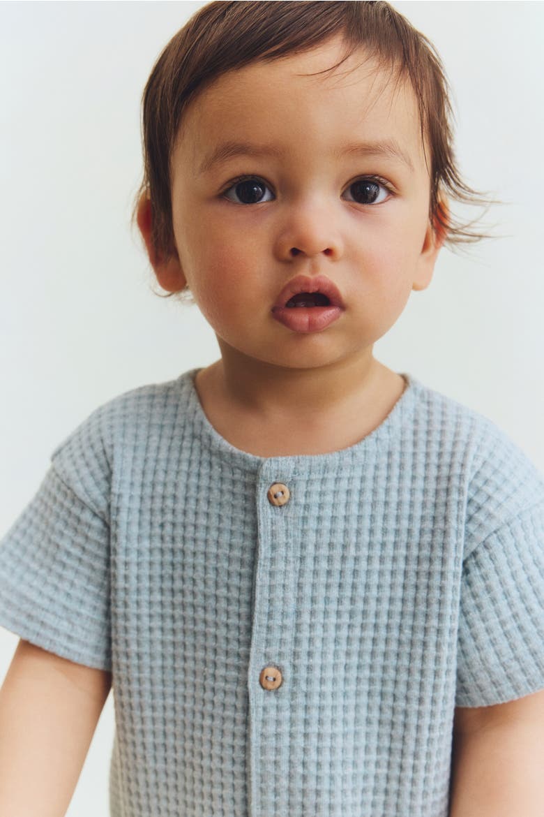 Cotton Romper Suit, Alternate, color, Turquoise