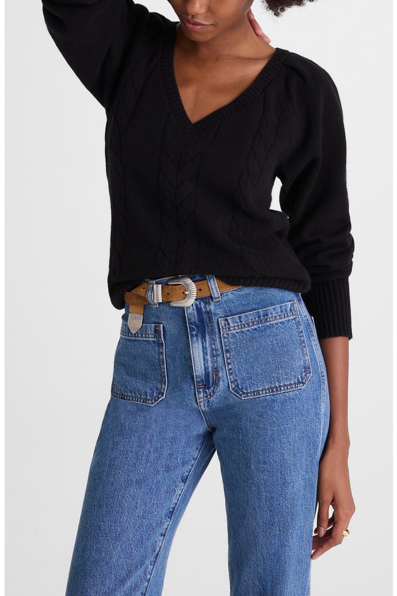 V-Neck Merino Wool Sweater, Main, color, BLACK