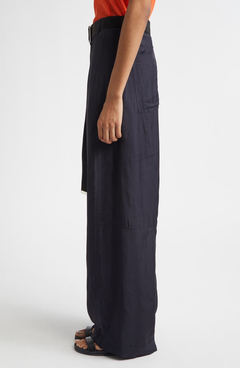 PLAN C Belted Wide Leg Trousers, Alternate, color, Blue Black