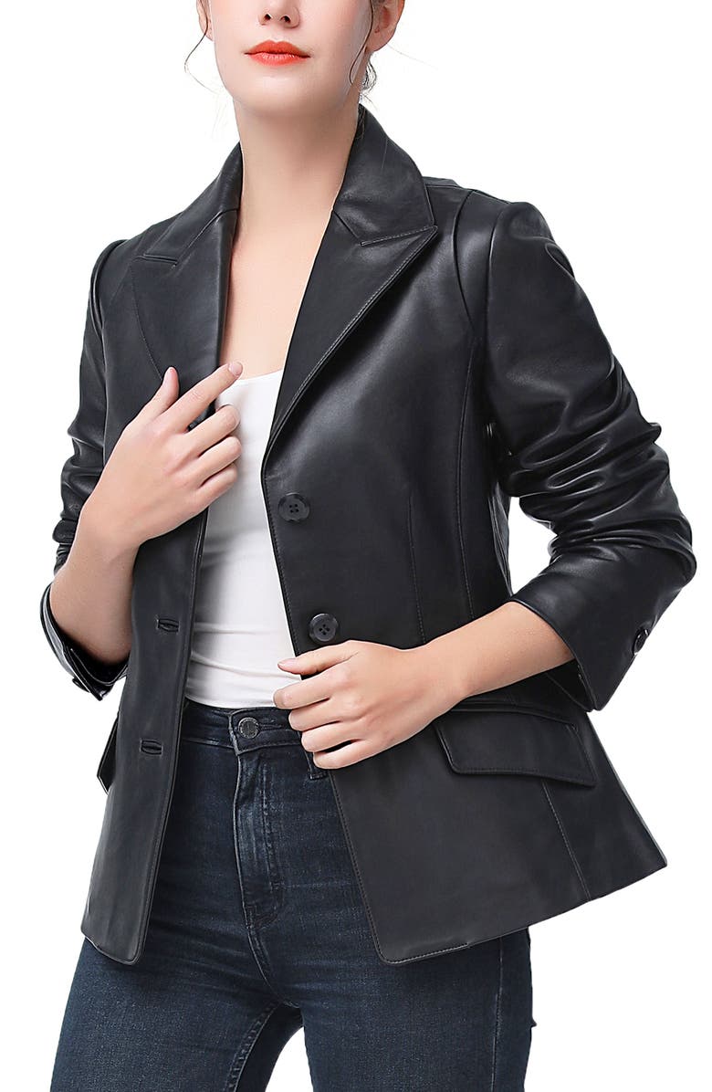 Kimi & Kai Mya Leather Blazer, Alternate, color, Black